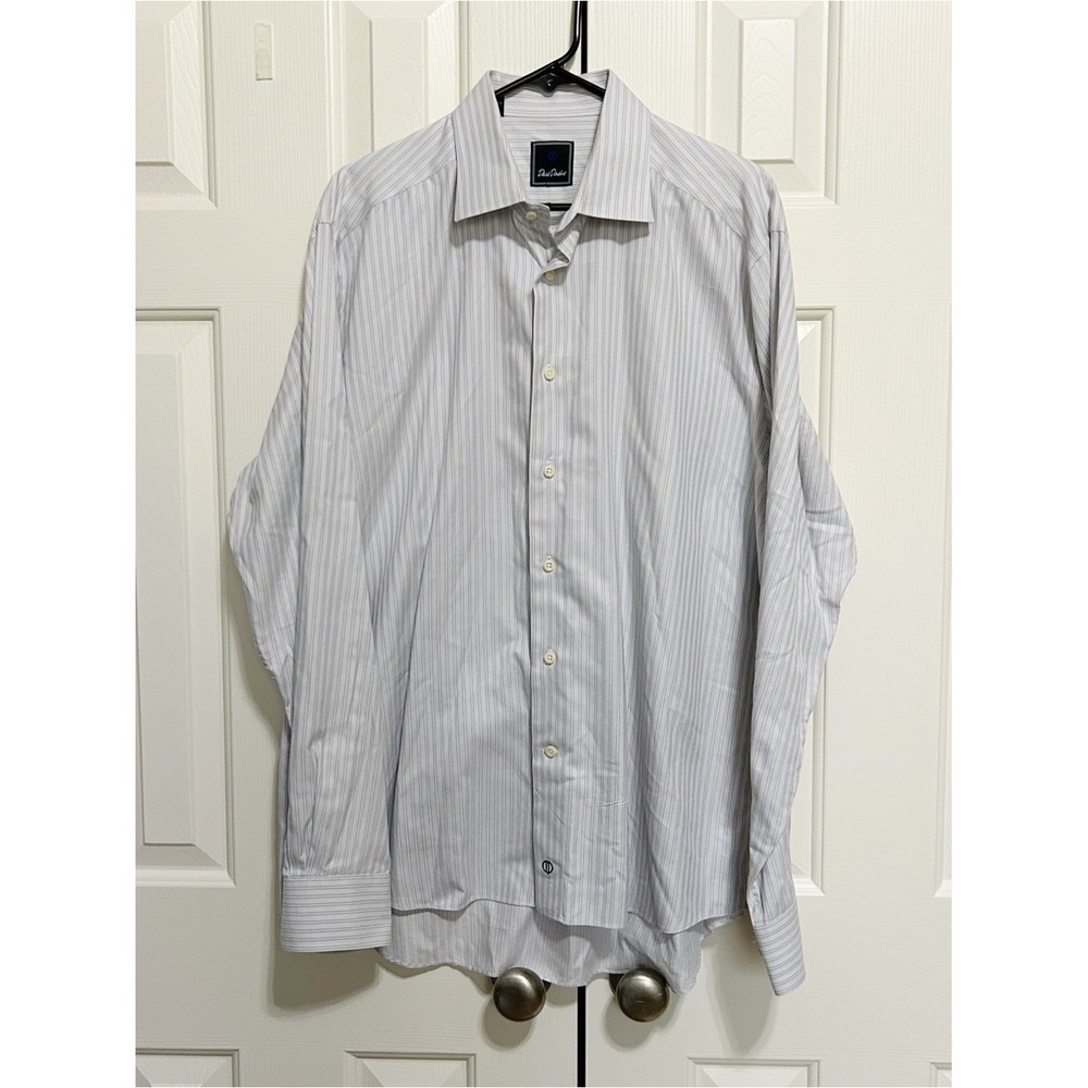 David Donahue Dress Shirt 17 100% Cotton Preppy Formal Business Casual - Picture 2 of 6
